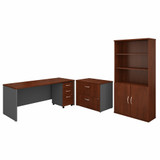Bush Business Furniture Series C 72W Office Desk with Bookcase and File Cabinets SRC097HCSU