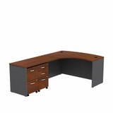 Bush Business Furniture Series C Bow Front Left Handed L Shaped Desk with 2 Mobile Pedestals SRC034HCLSU