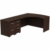 Bush Business Furniture Series C Bow Front Left Handed L Shaped Desk with 2 Mobile Pedestals SRC034MRLSU