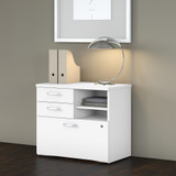 Bush Business Furniture Studio C Office Storage Cabinet with Drawers and Shelves in White SCF130WHSU