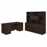Bush Business Furniture Office 500 72W x 36D Executive Desk with Drawers, Lateral File Cabinets and Hutch OF5001BWSU