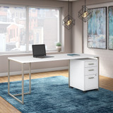 Office by kathy ireland® Method 72W Table Desk with 3 Drawer Mobile File Cabinet in White MTH014WHSU