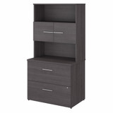 Bush Business Furniture Office 500 36W 2 Drawer Lateral File Cabinet with Hutch OF5007SGSU