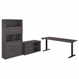 Bush Business Furniture Office 500 72W Height Adjustable Standing Desk with Storage and Bookcase OF5006SGSU