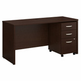 Bush Business Furniture Series C 60W x 24D Office Desk with Mobile File Cabinet SRC025MRSU