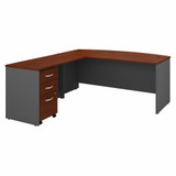 Bush Business Furniture Series C 72W Bow Front L Shaped Desk with 48W Return and Mobile File Cabinet SRC084HCSU