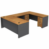 Bush Business Furniture Series C U Shaped Desk with 2 Mobile Pedestals SRC047NCSU