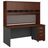 Bush Business Furniture Series C 72W x 30D Office Desk with Hutch and Mobile File Cabinet SRC080HCSU