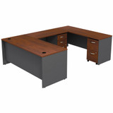 Bush Business Furniture Series C U Shaped Desk with 2 Mobile Pedestals SRC047HCSU