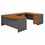Bush Business Furniture Series C 72W x 36D Bow Front U Shaped Desk with Mobile File Cabinets SRC043NCSU