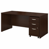 Bush Business Furniture Series C 66W x 30D Office Desk with Mobile File Cabinet SRC015MRSU