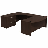 Bush Business Furniture Series C Bow Front Left Handed U Shaped Desk with 2 Drawer Lateral File Cabinet SRC019MRLSU