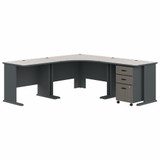 Bush Business Furniture Series A 84W x 84D Corner Desk with Mobile File Cabinet SRA041SLSU