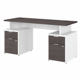 Bush Business Furniture Jamestown 60W Desk with 4 Drawers JTN017SGWHSU