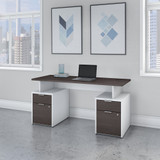 Bush Business Furniture Jamestown 60W Desk with 4 Drawers in White and Storm Gray JTN017SGWHSU