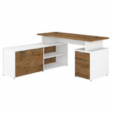 Bush Business Furniture Jamestown 60W L Shaped Desk with Drawers JTN021FWWHSU