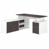 Bush Business Furniture Jamestown 60W L Shaped Desk with Drawers JTN021SGWHSU