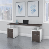Bush Business Furniture Jamestown 72W Desk with 4 Drawers in White and Storm Gray JTN005SGWHSU