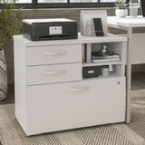 Bush Business Furniture Hybrid Office Storage Cabinet with Drawers and Shelves in White HYF130WHSU-Z