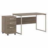 Bush Business Furniture Hybrid 48W x 30D Computer Table Desk with 3 Drawer Mobile File Cabinet HYB030MHSU