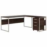 Bush Business Furniture Hybrid 72W x 30D L Shaped Table Desk with Mobile File Cabinet HYB028BWSU