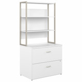 Bush Business Furniture Hybrid 2 Drawer Lateral File Cabinet with Shelves HYB018WHSU