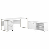 Bush Business Furniture Hybrid 72W x 30D Computer Table Desk with Storage and Mobile File Cabinet HYB014WHSU