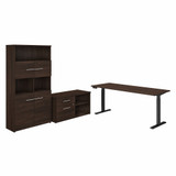 Bush Business Furniture Office 500 72W Height Adjustable Standing Desk with Storage and Bookcase OF5006BWSU