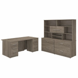 Bush Business Furniture Office 500 72W x 36D Executive Desk with Drawers, Lateral File Cabinets and Hutch OF5001MHSU