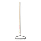 Bow Rake, Steel, 15 Tines, 60 in Straight Fiberglass Handle with Mid/End Cushion Grips
