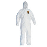 KleenGuard A45  Breathable Liquid & Particle Protection Elastic Wrist/Ankle Coveralls, White, M, Hood/Fr Zipper