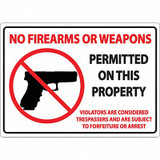 Zing Concealed Carry Sign,7in x 10in,Plastic 1824