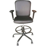 Interion Antimicrobial PU Leather Big & Tall Drafting Stool Black
