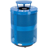 Global Industrial Outdoor Perforated Steel Recycling Can W/Rain Bonnet Lid & Bas