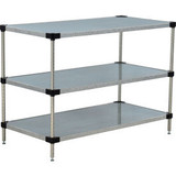 Nexel 3 Shelf Galvanized Steel Solid Shelving Unit Starter 36""W x 18""D x 34""H