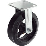 Global Industrial Heavy Duty Rigid Plate Caster 8"" Mold-On Rubber Wheel 600 Lb.