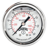 Winters Pressure Gauge,2" Dial Size,Silver PFQ2490-DRY-2FF