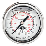 Winters Pressure Gauge,2" Dial Size,Silver PFQ2438-DRY-2FF