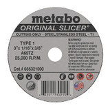 Metabo Cutting Wheel,T1,A60TZ,3"X1/16"X3/8" 655321000