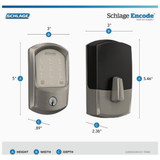 Schlage Encode Smart WiFi Deadbolt with Satin Nickel Greenwich Trim