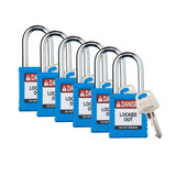 Brady Padlock,6 Pins,Blue,PK6 SDPL-BLU-38ST-KD6