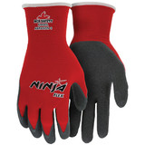 MCR Safety® Ninja® Flex Gloves, Small, Red/Gray, 12/Pair
