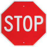 Global Industrial Aluminum Sign - Stop - .080"" Thick White/Red 652645