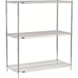 Nexel 3 Shelf Chrome Wire Shelving Unit Starter 48""W x 18""D x 54""H