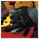 370B General Purpose Nitrile Coated Fingers/Palm Gloves, Medium, Black/Gray