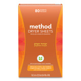 Method® Dryer Sheets, Ginger Mango, 80/Box, 6 Boxes/Carton 318049