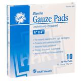 HART Health® Gauze Pads, 4" x 4", 10/Box