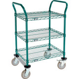 Nexel Utility Cart 3 Shelf Poly-Green 24""L x 18""W x 39""H Polyurethane Rigid C