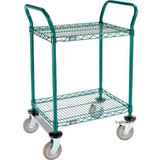 Nexel Utility Cart 2 Shelf Poly-Green 24""L x 18""W x 39""H Polyurethane Rigid C
