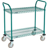 Nexel Utility Cart 2 Shelf Poly-Green 36""L x 18""W x 39""H Polyurethane Rigid C